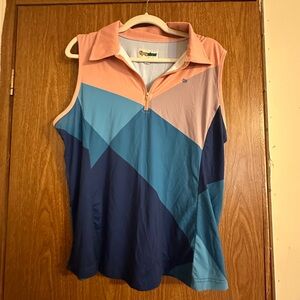 Tipsy Elves Colorblock Tank Top - Peach and Blue